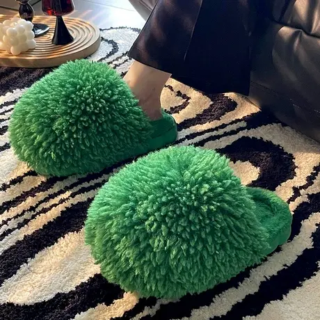 高级感棉拖鞋女冬季室内家居厚底防滑毛绒保暖拖鞋家用踩屎感冬天商品大图