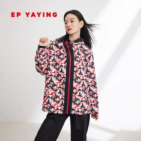 EP雅莹女装 撞色迷彩熊猫印花户外运动外套 2024春装新品M102A图片