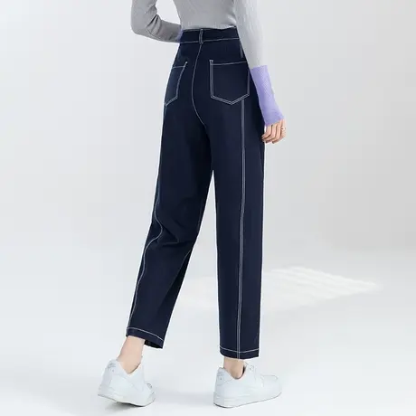 高腰牛仔裤女春秋九分哈伦裤欧货窄版香蕉镰刀裤小个子裤子萝卜裤商品大图