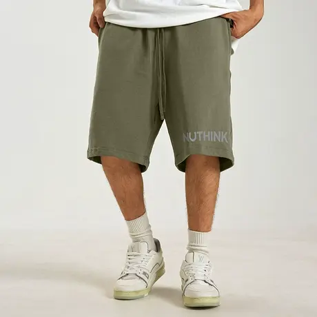 Nuthink欧美潮流厚板胶字母短裤男宽松潮流休闲卫裤运动五分裤夏商品大图