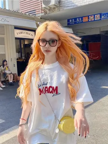 字母印花纯棉短袖t恤女夏季2023新款美式小众设计感宽松半袖上衣图片