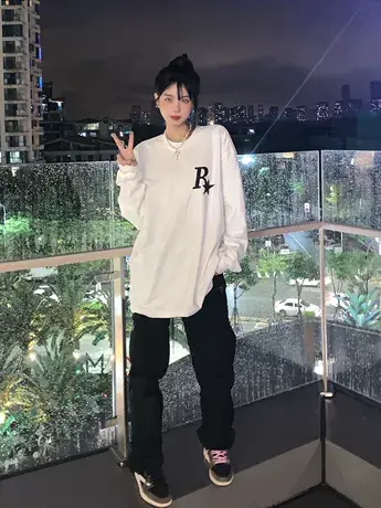 chic港风卫衣女春秋薄款ins潮牌宽松bf慵懒风oversize落肩上衣服商品大图