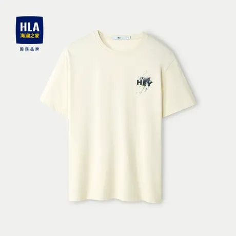 HLA/海澜之家凉感T恤24春夏新款圆领落肩舒适透气吸湿排汗短袖男图片