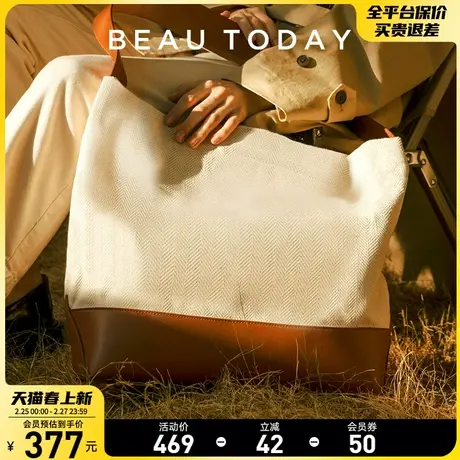 BeauToday【明星同款】焦糖帆布包女大容量单肩斜挎包女托特包包图片