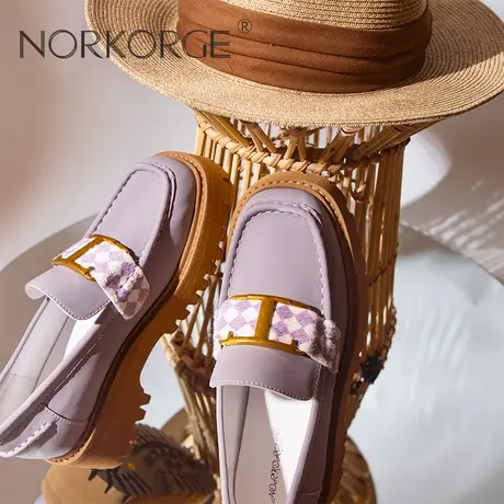 文艺紫色乐福鞋单鞋商品大图