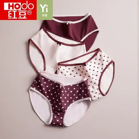 红豆女士内裤女纯棉裆抗菌中腰少女薄款卡通无痕夏可爱全棉三角裤商品大图
