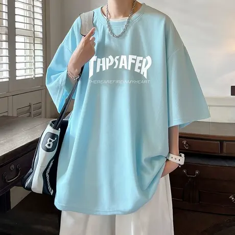 男士短袖t恤韩版潮流休闲七分袖体恤男装夏季上衣ins潮牌港风半袖商品大图