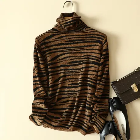 秋冬2022年新款天鹅绒高领毛衣女士时尚洋气宽松打底衫内搭针织衫商品大图