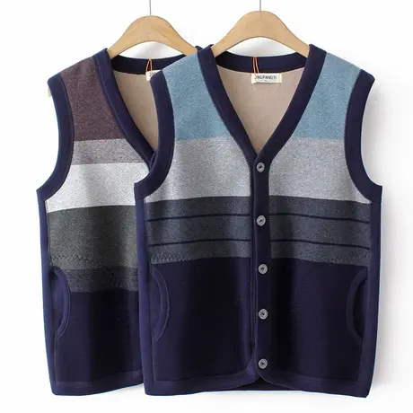 秋冬季马甲男士中老年人加绒厚款保暖内搭爸爸装马夹外穿坎肩背心商品大图