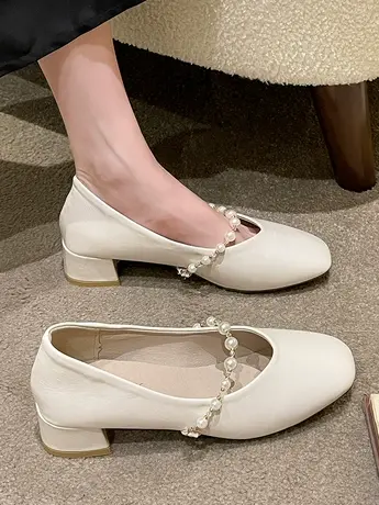法式仙女温柔单鞋女夏配裙子玛丽珍小皮鞋2023新款粗跟豆豆乐福鞋商品大图