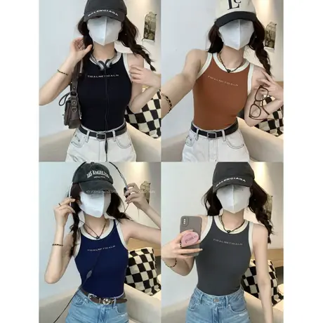 辣妹撞色运动吊带背心女春夏内搭带胸垫美背抹胸内衣打底无袖上衣图片
