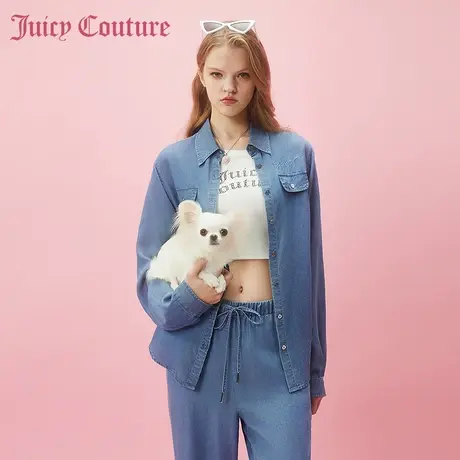Juicy Couture橘滋2024早春穿搭新款刺绣水洗衬衫女士上衣外套商品大图