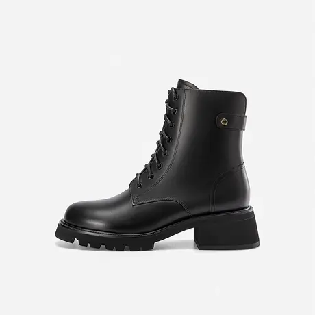 Nine West/玖熙甜酷马丁靴女2023年秋冬新款牛皮短靴时髦炸街靴子图片