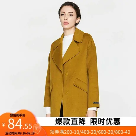 艾格新款冬季女装羊毛百搭休闲长袖纯色大衣外套Y332图片