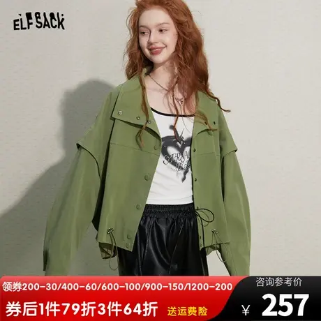 妖精的口袋美式复古工装外套女2023秋季新款宽松短款小个子短外套图片