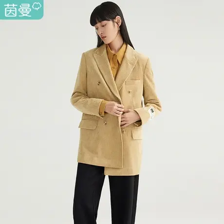 茵曼灯芯绒外套女秋冬季2022年新款小众保暖休闲通勤西装外套上衣图片