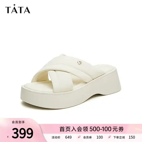 Tata他她休闲厚底拖鞋女外穿时尚百搭潮流凉鞋2024夏新款WBS02BT4商品大图