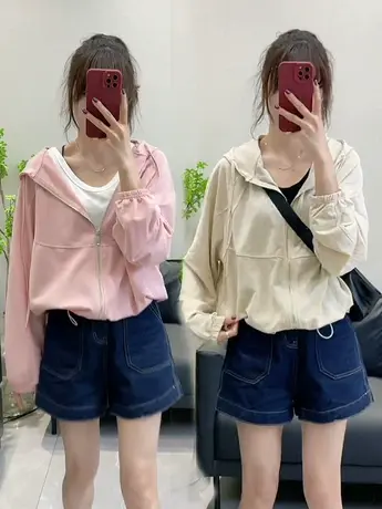 防晒衣女夏季薄款韩版2023新款开衫学院风设计感宽松百搭薄外套女商品大图