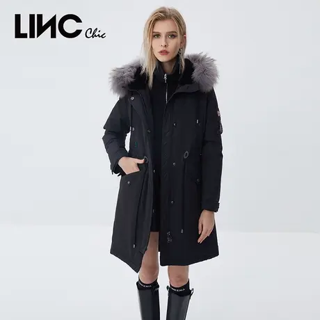 商场同款LINC金羽杰羽绒服女2023年冬季新款中长款反季断码羽绒服商品大图