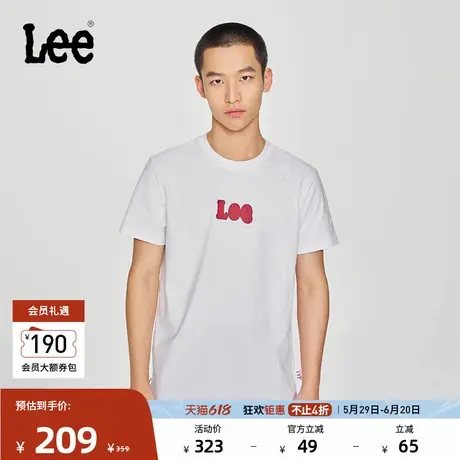 Lee商场同款25春夏新品标准版圆领蛇纹Logo印花男短袖T恤休闲潮商品大图