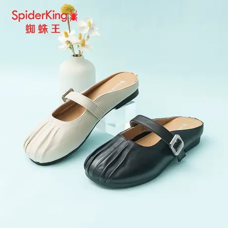 SPIDER KING/蜘蛛王穆勒鞋女真皮2025春商场新款羊皮包头拖鞋懒人图片