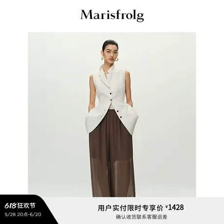 【精简衣橱】Marisfrolg玛丝菲尔2025夏新款双层薄纱宽松阔腿长裤图片