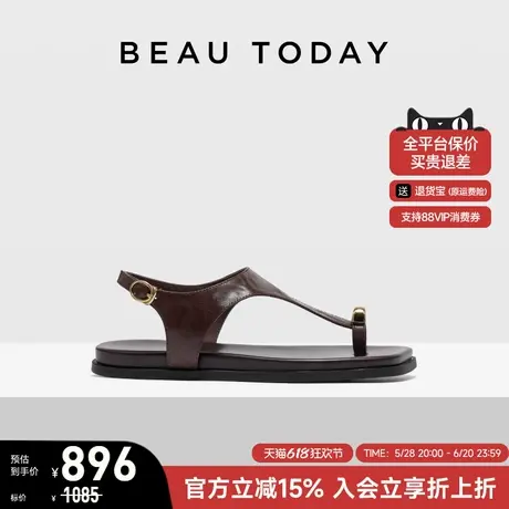 【商场同款】BeauToday复古罗马凉鞋女2025新款夏季外穿度假凉鞋商品大图