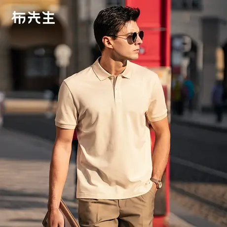 MrBu布先生纯色POLO衫短袖2025夏明门襟两粒扣翻领男士T恤AT16053商品大图