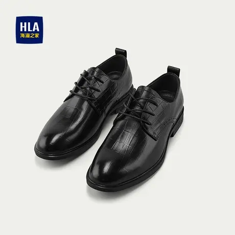 HLA/海澜之家加宽楦型商务正装皮鞋25新柔软舒适耐穿条纹德比鞋男商品大图