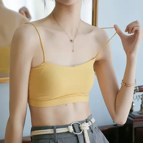 女美背一体式细肩带文胸吊带背心内搭抹胸裹胸女夏季薄款露背内衣商品大图
