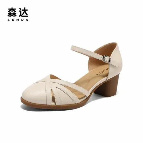 森达时装凉鞋女款2025夏季新款商场同款粗跟高跟鞋XMC01BQ5图片