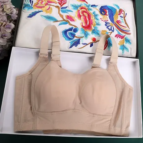 光面无痕调整型全罩杯女士内衣薄款收副乳大胸显小显瘦防下垂文胸商品大图
