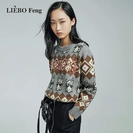 裂帛LIEBOFeng商场同款2023年春新款复古提花柔软宽松毛衣针织衫图片