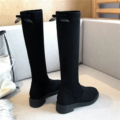 粗跟长靴女2023新款秋冬不过膝粗腿显瘦长筒靴马丁靴高筒骑士靴子商品大图