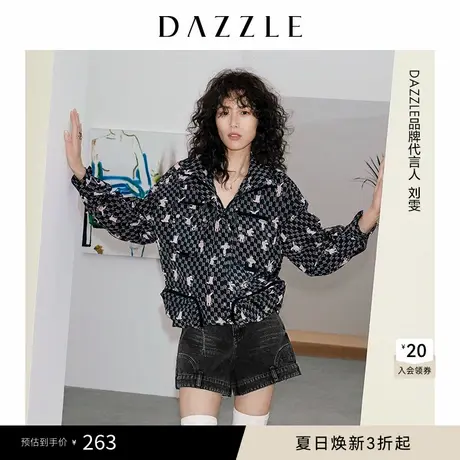 刘雯同款DAZZLE地素奥莱 水洗毛边牛仔裤短裤女2D1R1031A图片