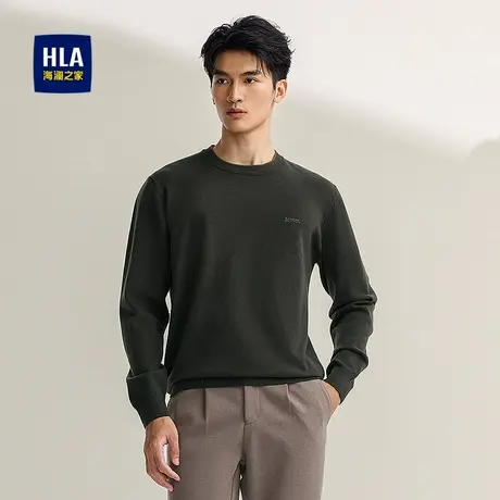 HLA/海澜之家休闲长袖针织衫2025秋季新款圆领套头时尚毛衣男商品大图