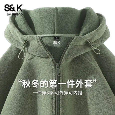 班尼路S&K系列男士夹克秋冬美式潮流加绒上衣双面绒保暖连帽外套图片