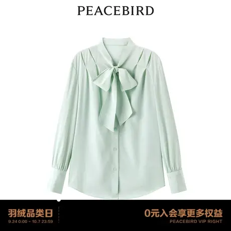 【商场同款】太平鸟女装2023秋季新款简约系带衬衫A1CAD3312商品大图