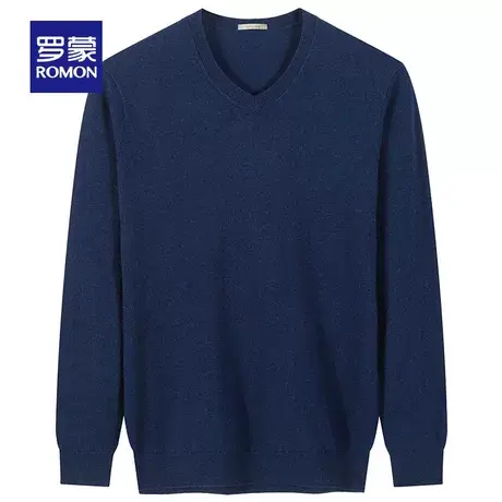 【断码清仓】罗蒙中青年休闲羊毛衫男V领套头内搭针织纯羊毛毛衣图片