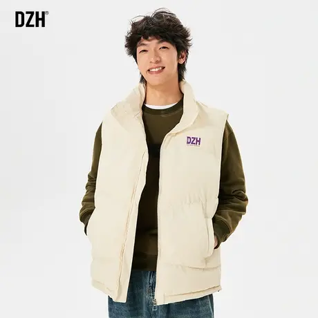 DZH杏色立领棉马甲男冬季外穿加厚棉衣外套保暖2023新款马夹男式商品大图