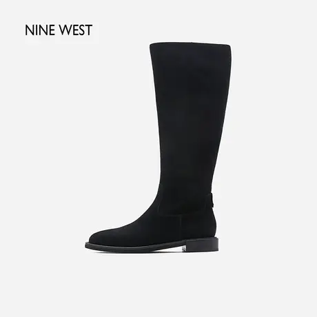 Nine West/玖熙羊反绒真皮中筒靴2023年冬季新品真皮气质时装靴女图片
