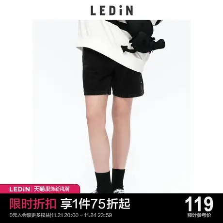 乐町牛仔裤女直筒宽松中短裤春夏新款C1HBC2103图片
