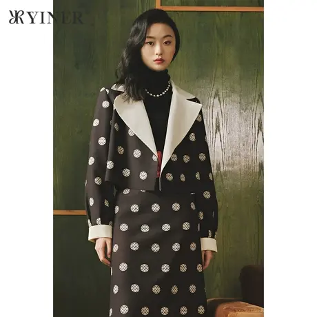 【1996系列】音儿女装冬季新款西装领波点短外套图片