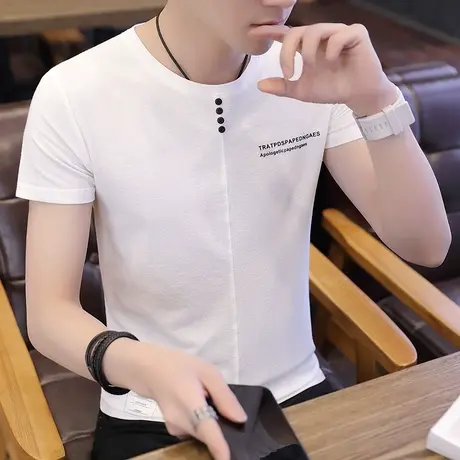 短袖T恤男夏装薄款上衣青少年半袖圆领卫衣夏季休闲男装潮流汗衫商品大图