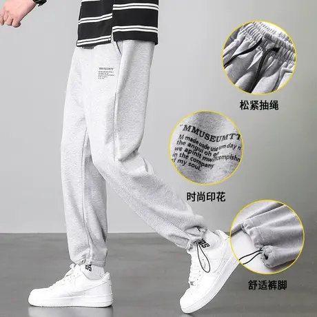 运动裤男夏季薄款新款韩版潮流九分裤束脚长裤子男士卫裤休闲裤男商品大图