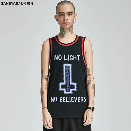 木村三社SANSYAS 夏季马甲运动背心男潮牌纯棉宽松夏打底坎肩汗衫商品大图