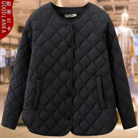 中年胖妈妈冬装保暖羽绒棉服女宽松洋气加大码休闲夹棉小棉衣外套商品大图