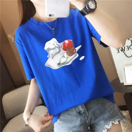 纯棉白色T恤女短袖宽松薄款2024新款潮春夏装纯色体恤女装上衣丅图片