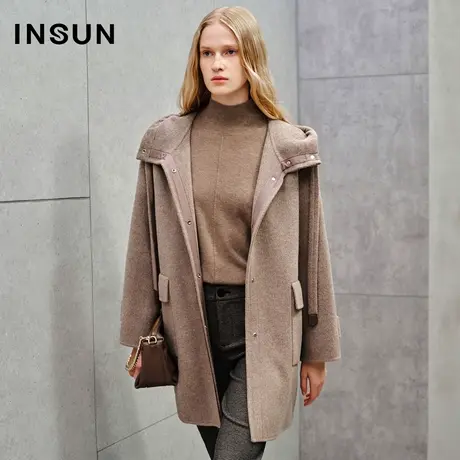 INSUN恩裳线上专选冬季石墨烯桑蚕丝羊毛大衣图片