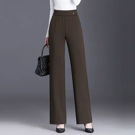 松紧腰阔腿裤垂感中年妈妈长裤子2023新款休闲裤显瘦通勤直筒裤女商品大图